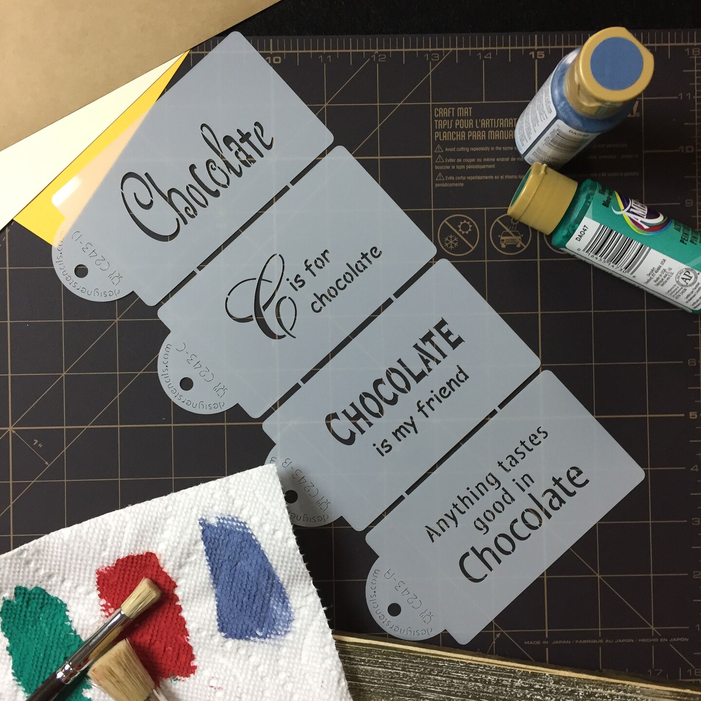 Chocolate Sayings Cookie Stencils | C243 by Designer Stencils | Cookie Decorating Tools | Baking Stencils for Royal Icing, Airbrush, Dusting Powder | Reusable Plastic Food Grade Stencil for Cookies | Easy to Use &#x26; Clean Cookie Stencil