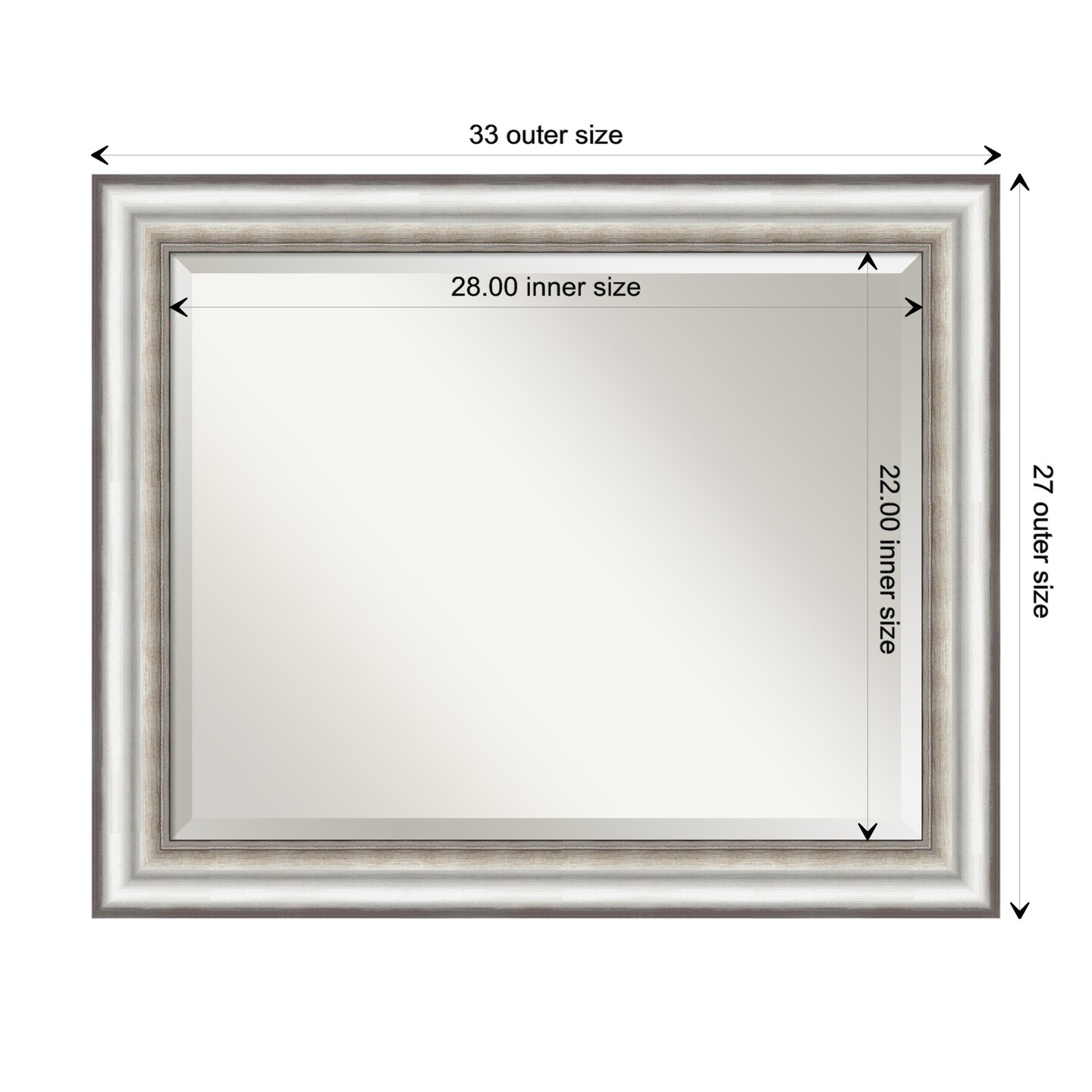 Beveled Bathroom Wall Mirror, Salon Silver Frame
