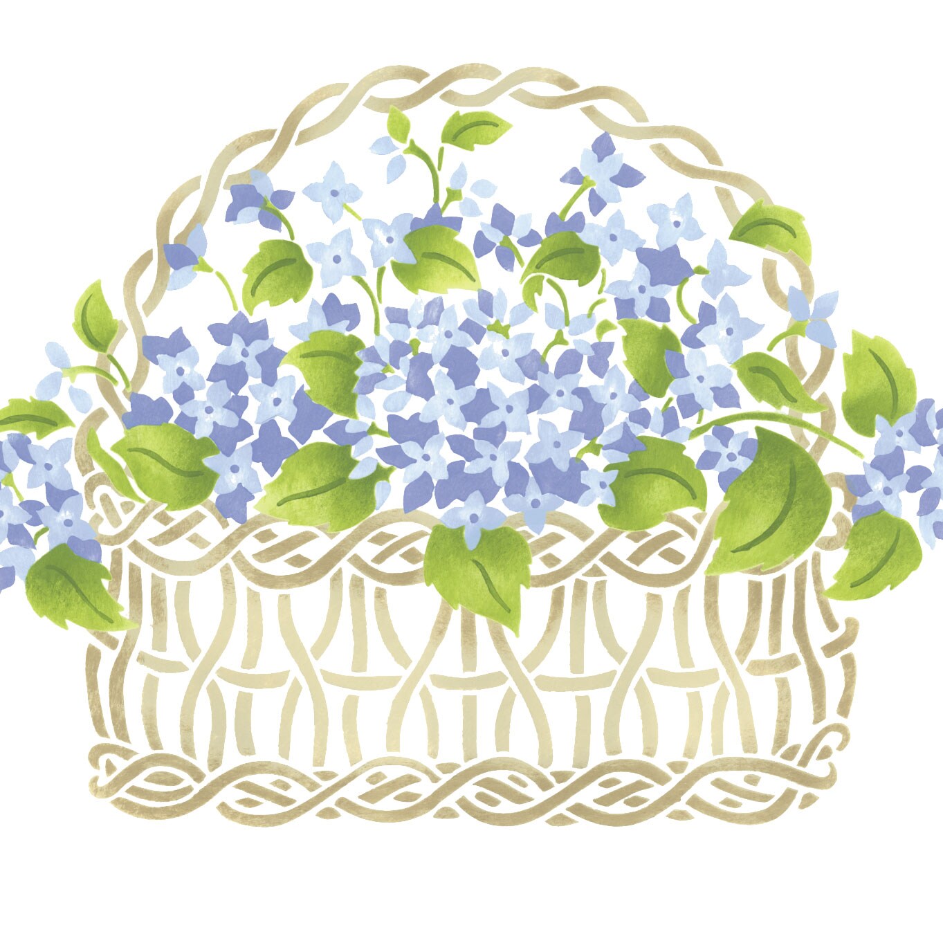 Hydrangea Basket Wall Stencil 2027 by Designer Stencils Floral