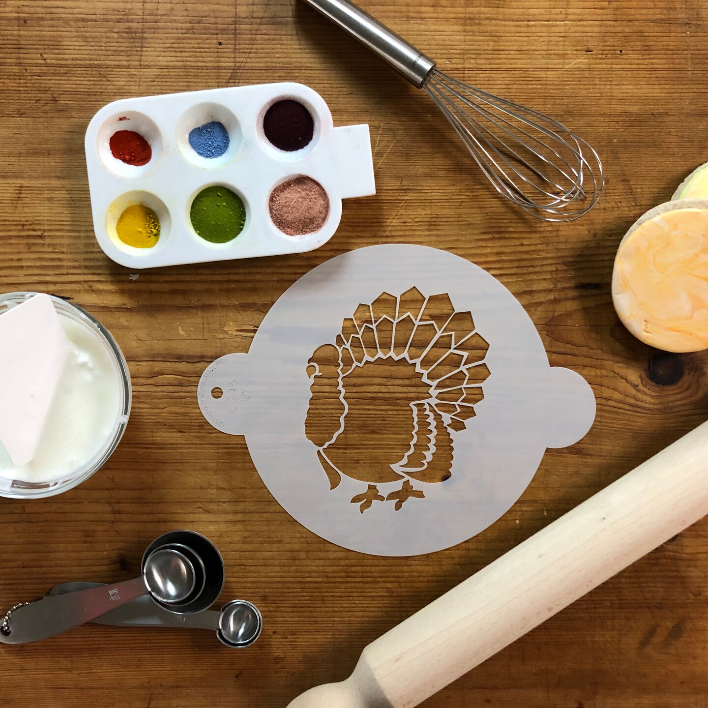 Thanksgiving Turkey Cake Stencil | C346 by Designer Stencils | Cake Decorating Tools | Baking Stencils for Royal Icing, Airbrush, Dusting Powder | Reusable Plastic Food Grade Stencil for Cakes | Easy to Use &#x26; Clean Cake Stencil