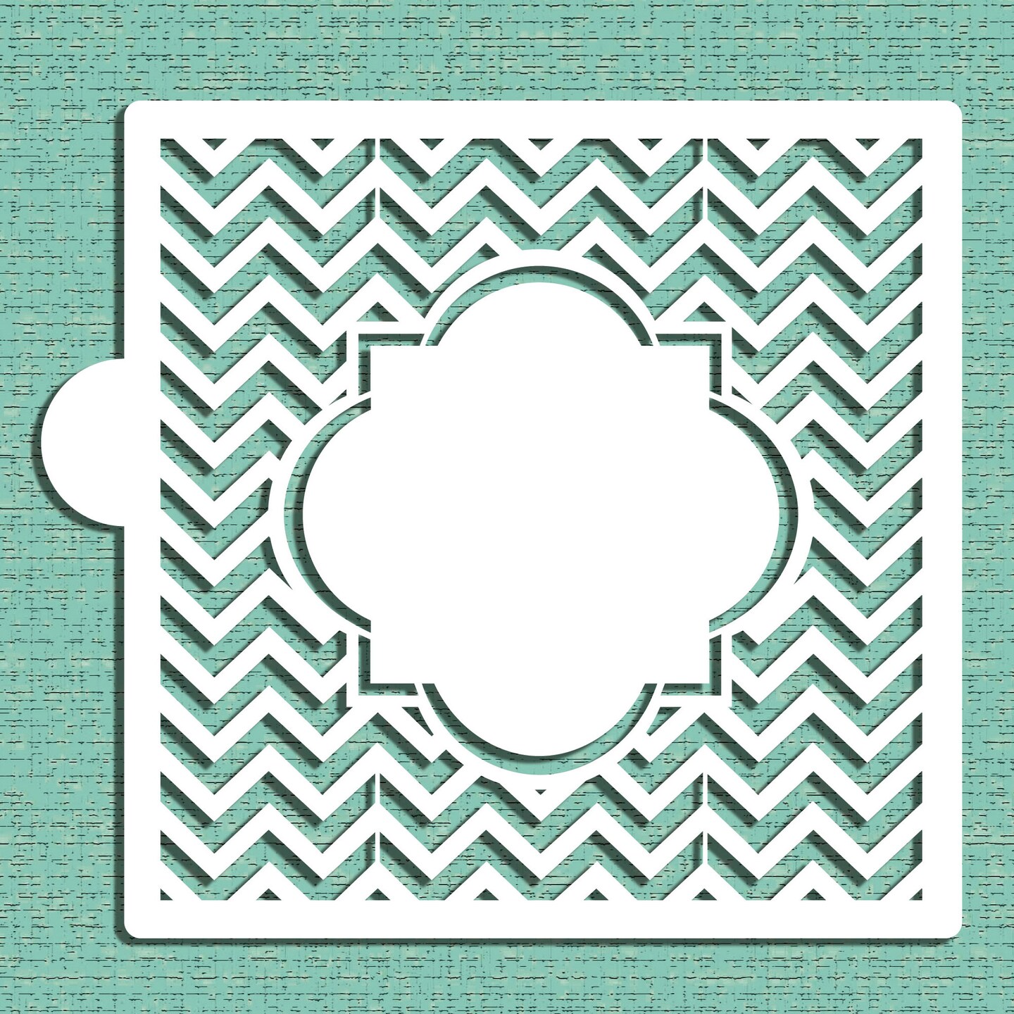 Chevron Monogram Plaque Cookie & Craft Stencil | CM108 by Designer Stencils | Cookie Decorating Tools | Baking Stencils for Royal Icing, Airbrush, Dusting Powder | Craft Stencils for Canvas, Paper, Wood | Reusable Food Grade Stencil