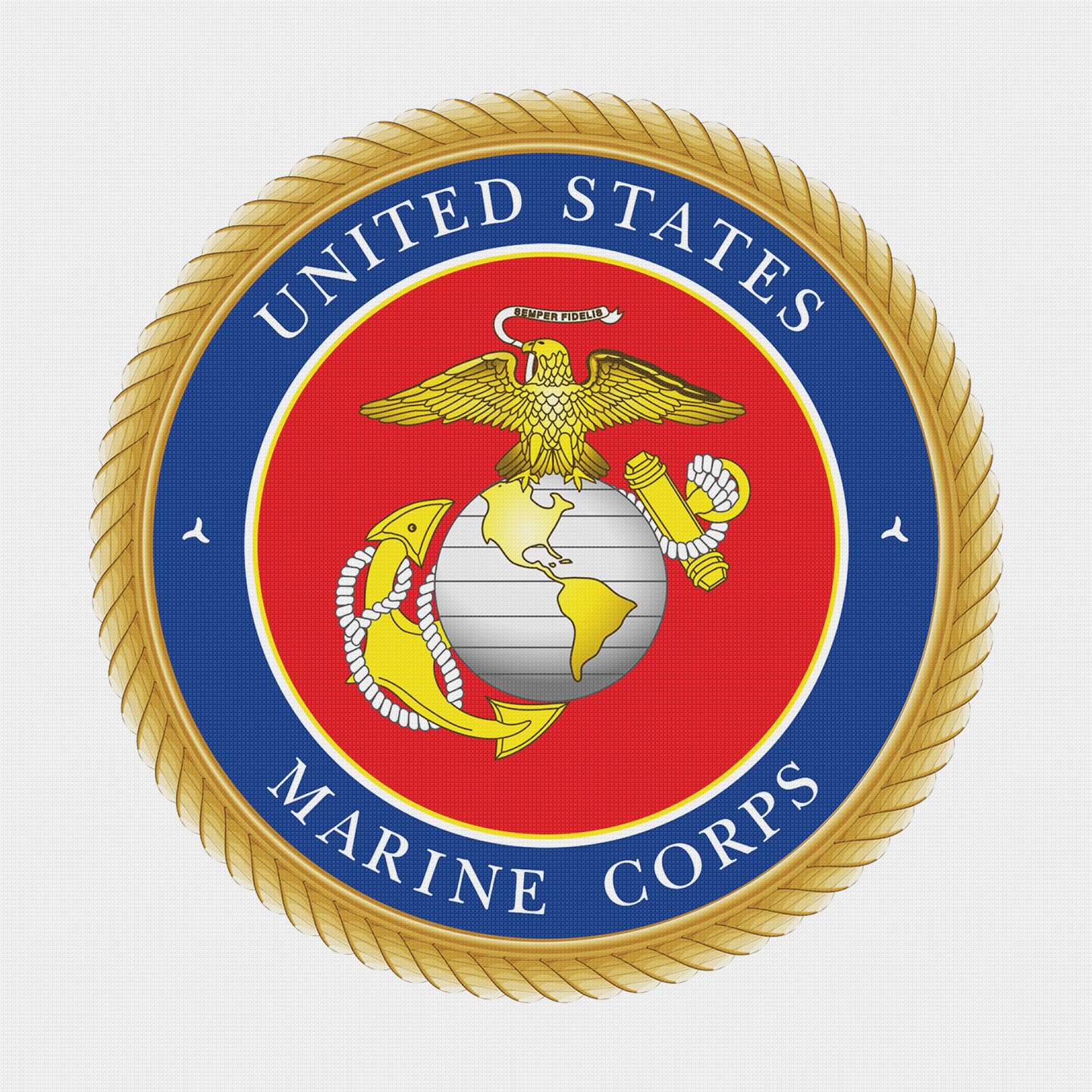 US American Marine Crest Insignia Emblem Counted Cross Stitch Chart Pattern
