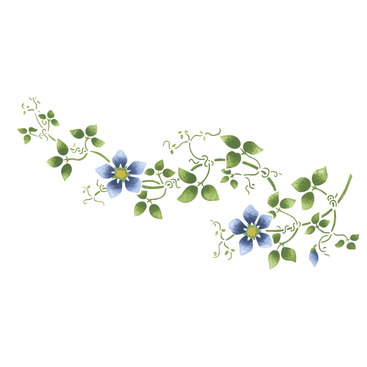 Large Clematis Flower Vine Wall Stencil | 1483 by Designer Stencils | Floral Stencils | Reusable Art Craft Stencils for Painting on Walls, Canvas, Wood | Reusable Plastic Paint Stencil for Home Makeover | Easy to Use &#x26; Clean Art Stencil