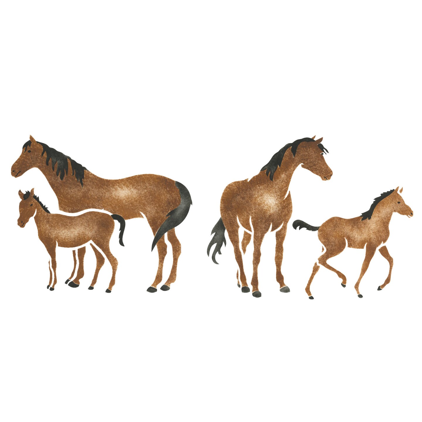Four Horses Wall Stencil | 1119 by Designer Stencils | Animal &#x26; Nature Stencils | Reusable Art Craft Stencils for Painting on Walls, Canvas, Wood | Reusable Plastic Paint Stencil for Home Makeover | Easy to Use &#x26; Clean Art Stencil