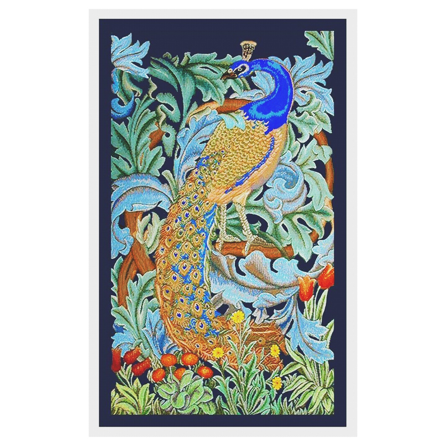 Peacock by Arts and Crafts Movement Founder William Morris Counted Cross Stitch Pattern