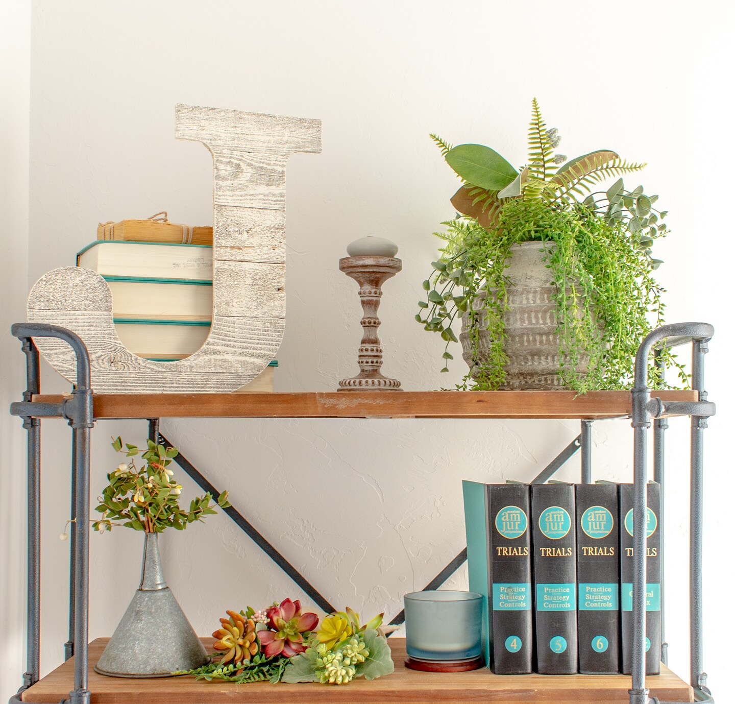 Rustic Farmhouse Large 16" White Decorative Monogram Wood Letter