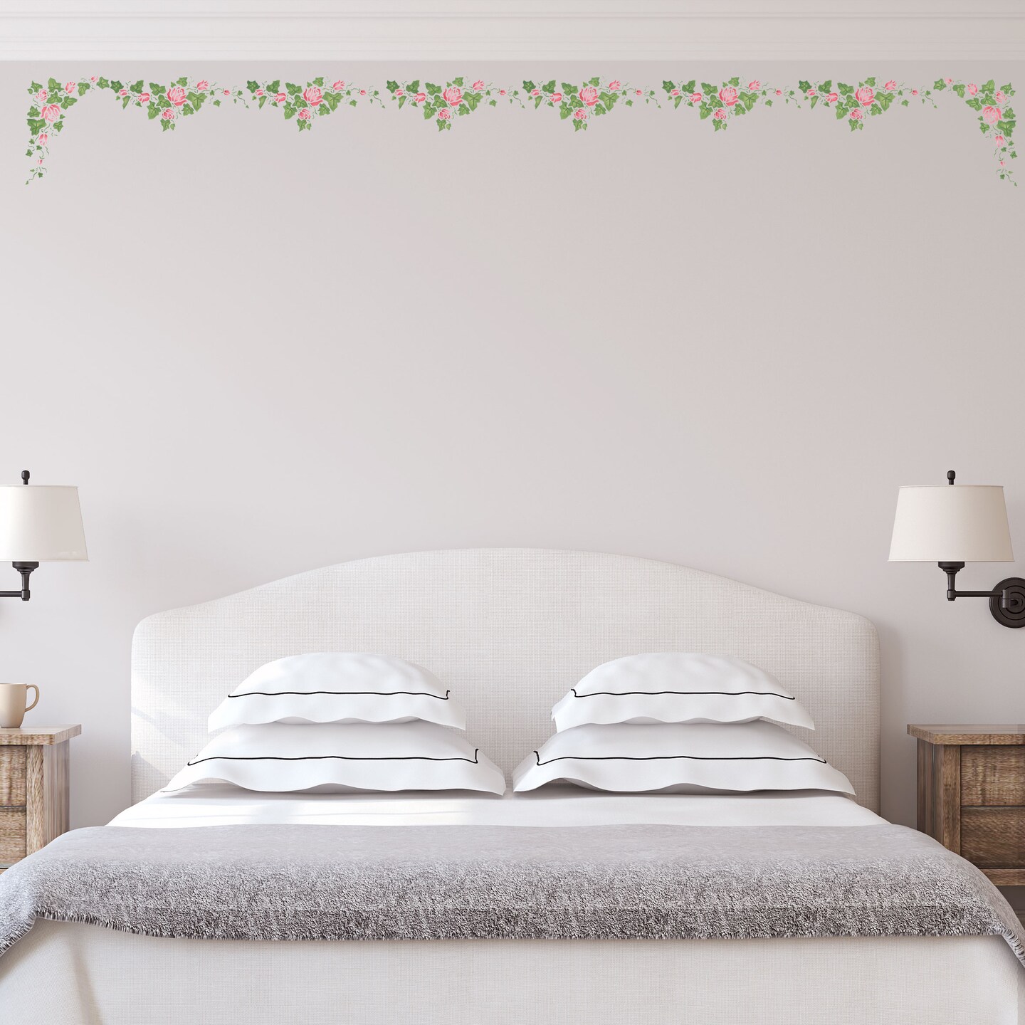 Small Rose Ivy Wall Stencil Border | 040A by Designer Stencils | Floral Stencils | Reusable Art Craft Stencils for Painting on Walls, Canvas, Wood | Reusable Plastic Paint Stencil for Home Makeover | Easy to Use &#x26; Clean Art Stencil
