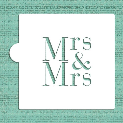 Mrs &#x26; Mrs Cookie &#x26; Craft Stencil | CM039 by Designer Stencils | Cookie Decorating Tools | Baking Stencils for Royal Icing, Airbrush, Dusting Powder | Craft Stencils for Canvas, Paper, Wood | Reusable Food Grade Stencil