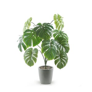 Artificial Monstera Plant with Pot, Artificial Plants for Home Decor Indoor, Faux Plants, Fake Plant Decor, Large Fake Plant, Artificial Plants Indoor, Tall Plants for Living Room Decor - 3 Feet