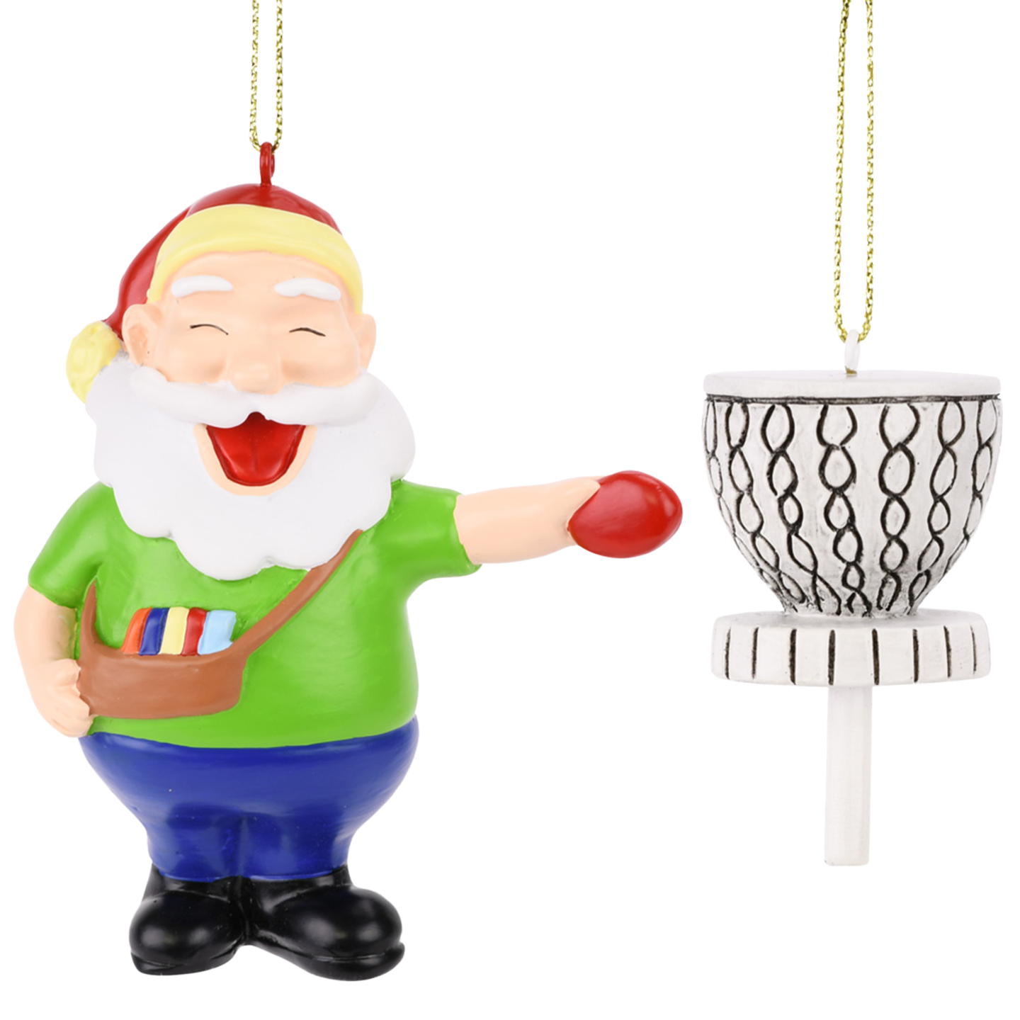 Santa Frisbee Disc Golf Christmas Ornament 2 Piece Set