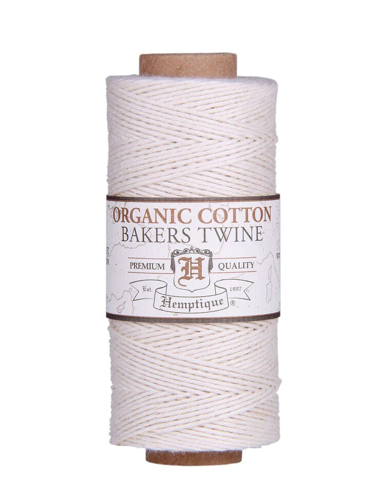 Hemptique Organic Cotton Bakers Twine Spool Jewelry Bracelet Making Paper Crafting Scrapbooking Bookbinding Mixed Media Crocheting Macrame Gift Food Wrapping