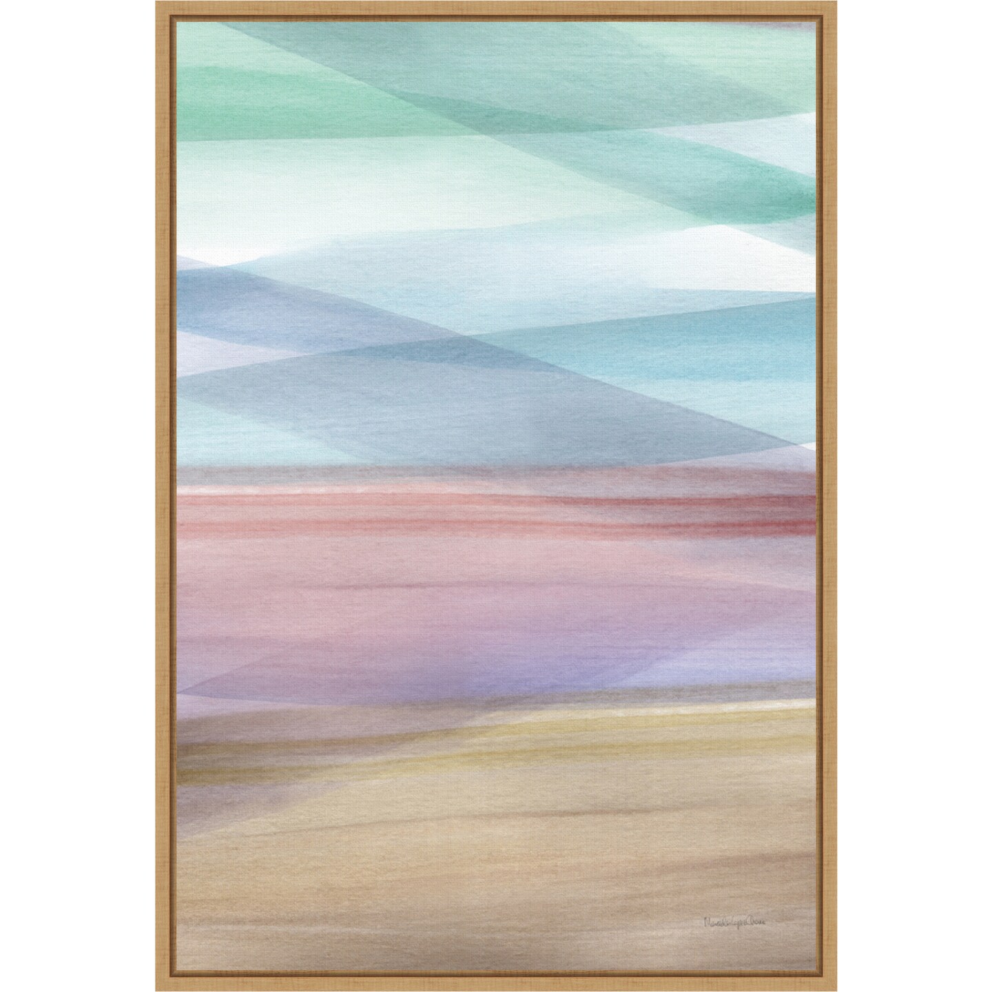Soft Summer I Warm Abstract by Mercedes Lopez Charro 16-in. W x 23-in. H. Canvas Wall Art Print Framed in Natural