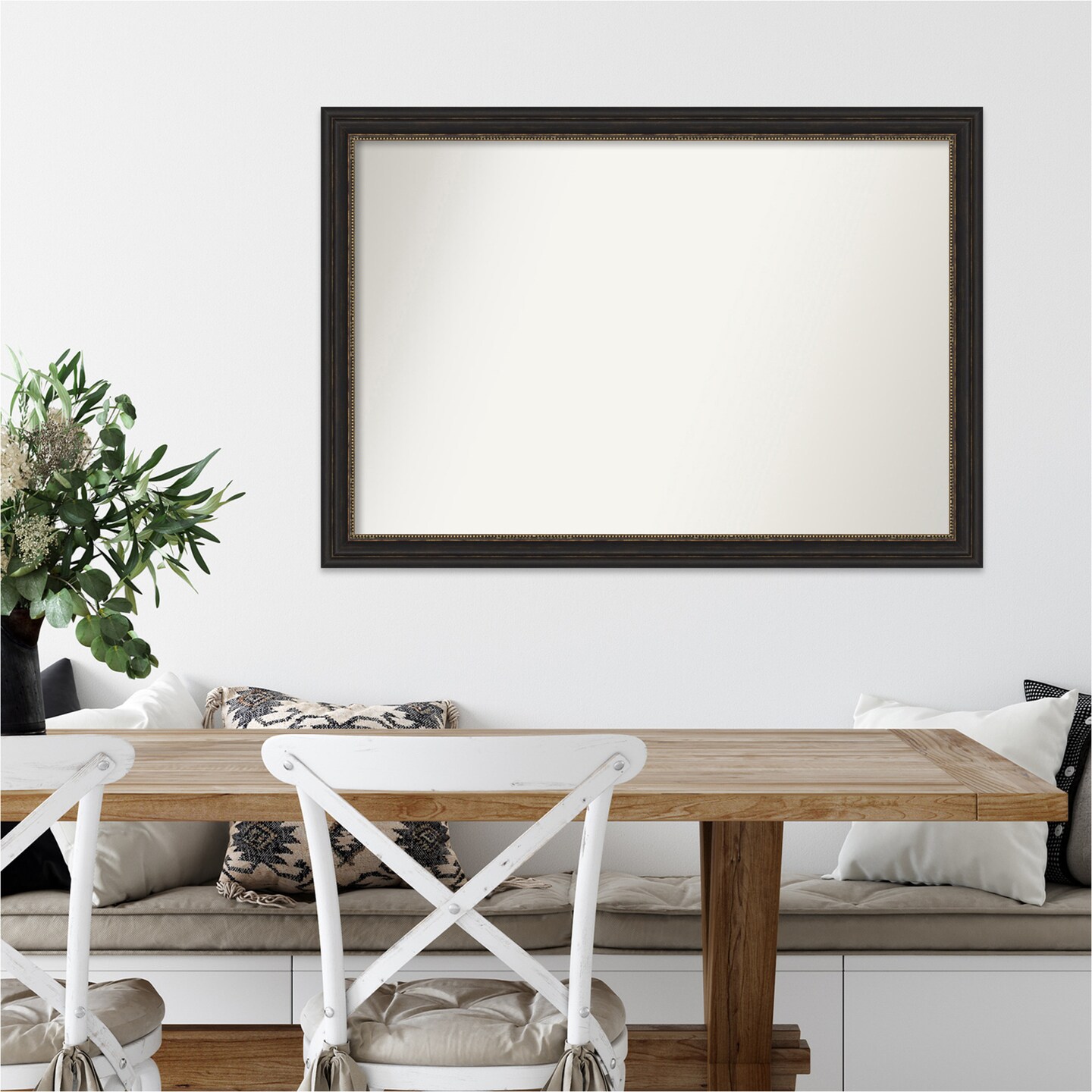 Amanti Art Non-Beveled Wall Mirror, Accent Bronze Narrow Frame