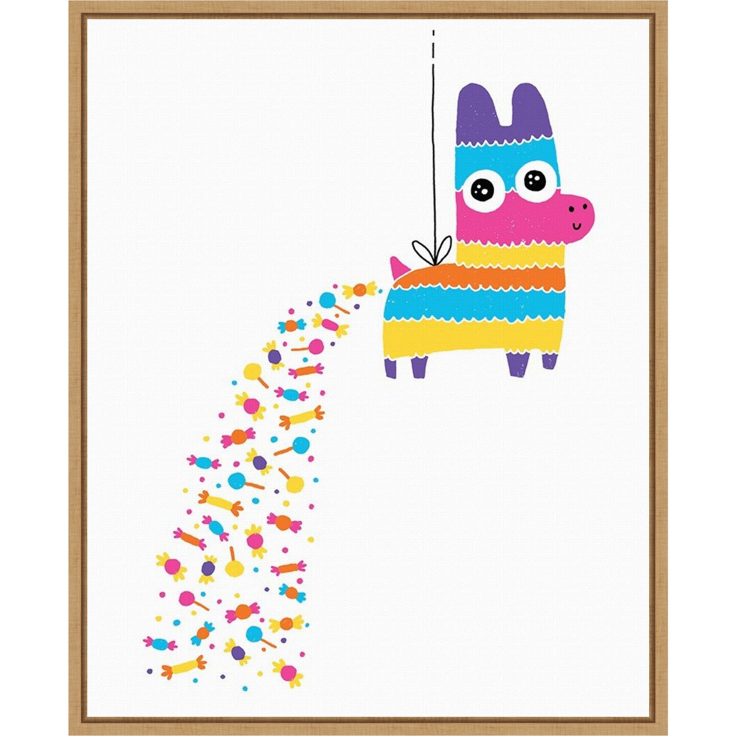 Pinata by Michael B 16-in. W x 20-in. H. Canvas Wall Art Print Framed in Natural