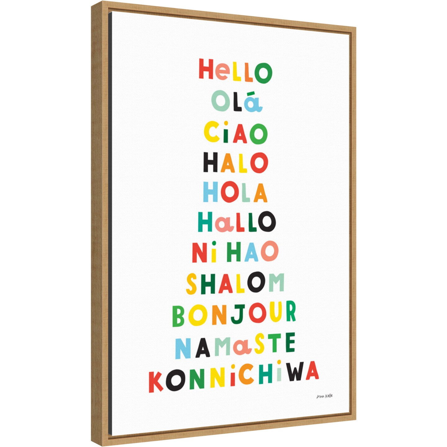 Language of Hellos by Ann Kelle 16-in. W x 23-in. H. Canvas Wall Art Print Framed in Natural