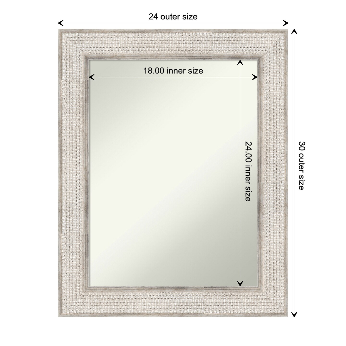 Amanti Art Non-Beveled Wood Wall Mirror, Trellis Silver Frame