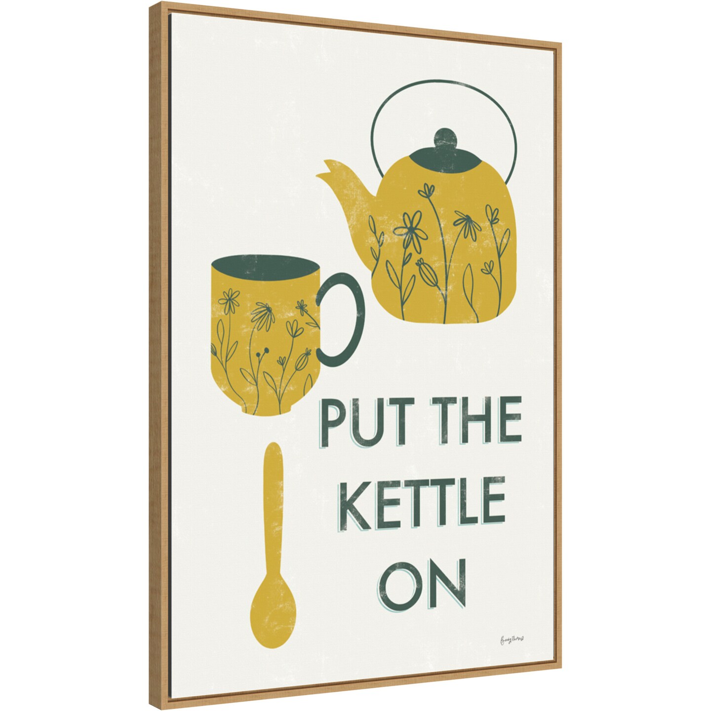 Retro Kitchen Coffee IV by Becky Thorns 23-in. W x 33-in. H. Canvas Wall Art Print Framed in Natural