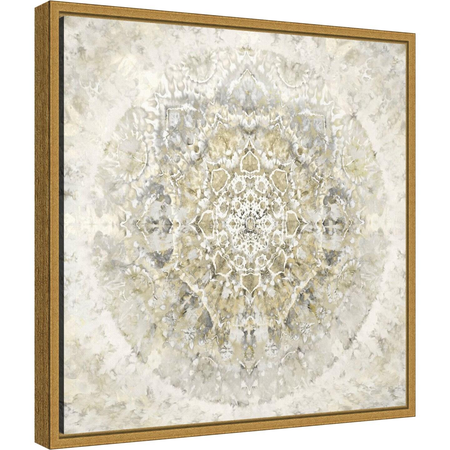 Tapestry Neutral by Molly Kearns 16-in. W x 16-in. H. Canvas Wall Art Print Framed in Gold