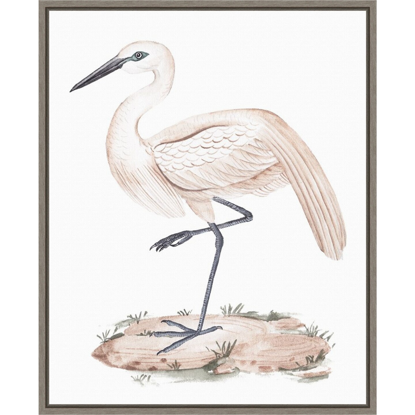 A White Heron III by Melissa W 16-in. W x 20-in. H. Canvas Wall Art Print Framed in Grey