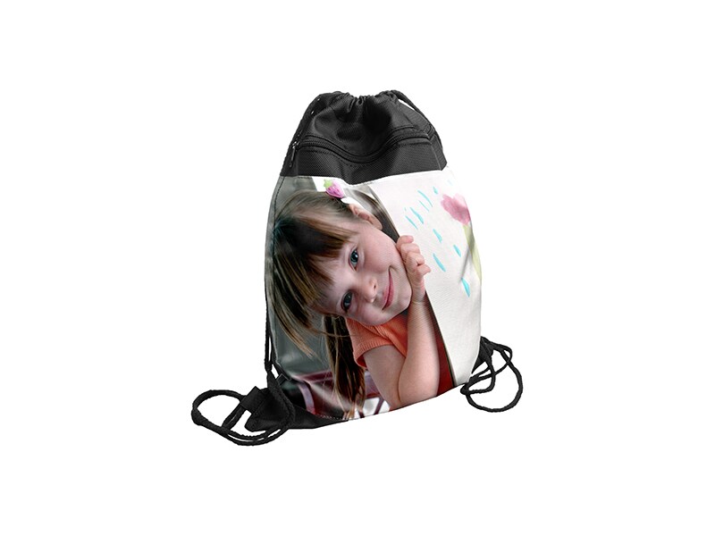 Drawstring Backpack Black Polyester  K-7