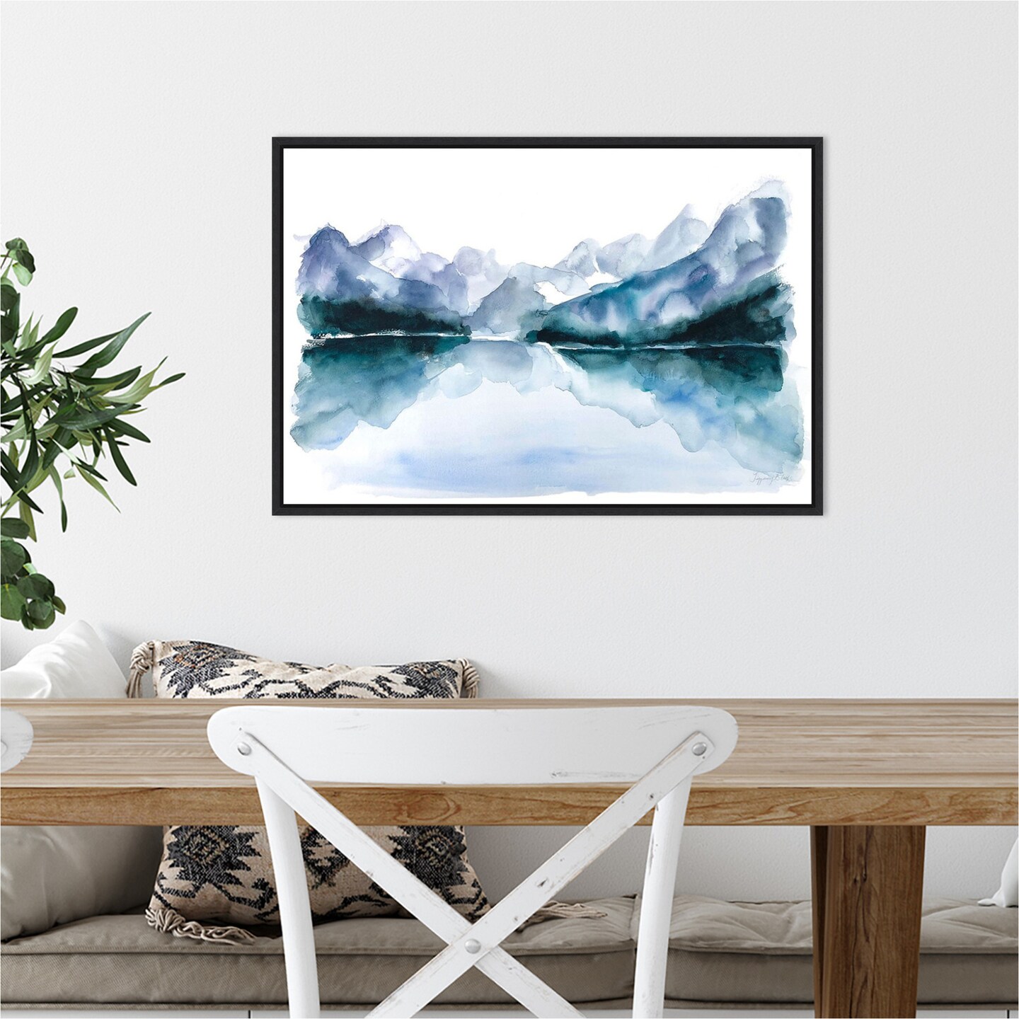 Resolute Mountains by Tiffany Blaise 23-in. W x 16-in. H. Canvas Wall Art Print Framed in Black