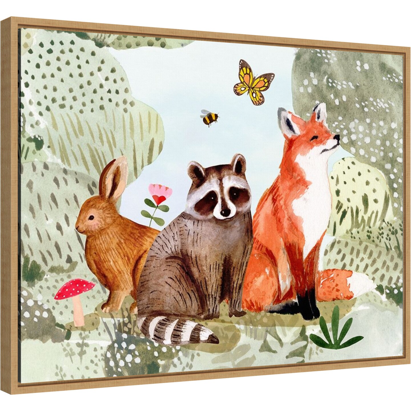 Fox Glen Collection A by Victoria Borges 24-in. W x 18-in. H. Canvas Wall Art Print Framed in Natural