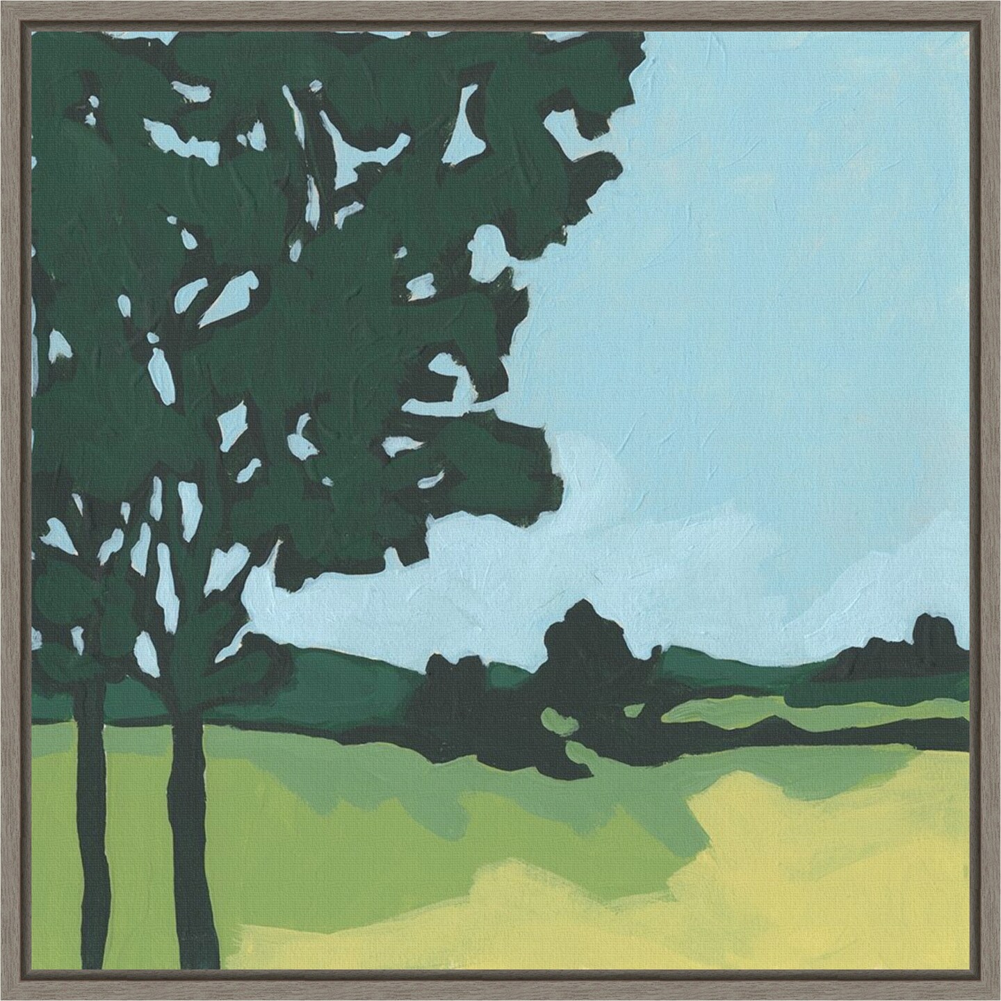Arbor Tree Silhouette I by June Erica Vess 16-in. W x 16-in. H. Canvas Wall Art Print Framed in Grey