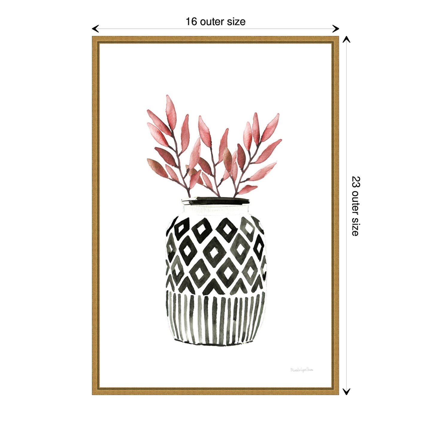 Geometric Vases II by Mercedes Lopez Charro 16-in. W x 23-in. H. Canvas Wall Art Print Framed