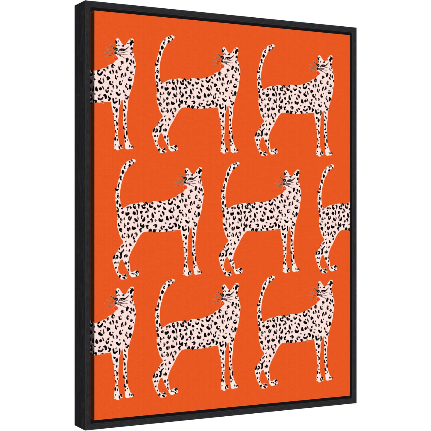 Sassy Pink Cheetahs by Kendra Dandy 18-in. W x 24-in. H. Canvas Wall Art Print Framed in Black