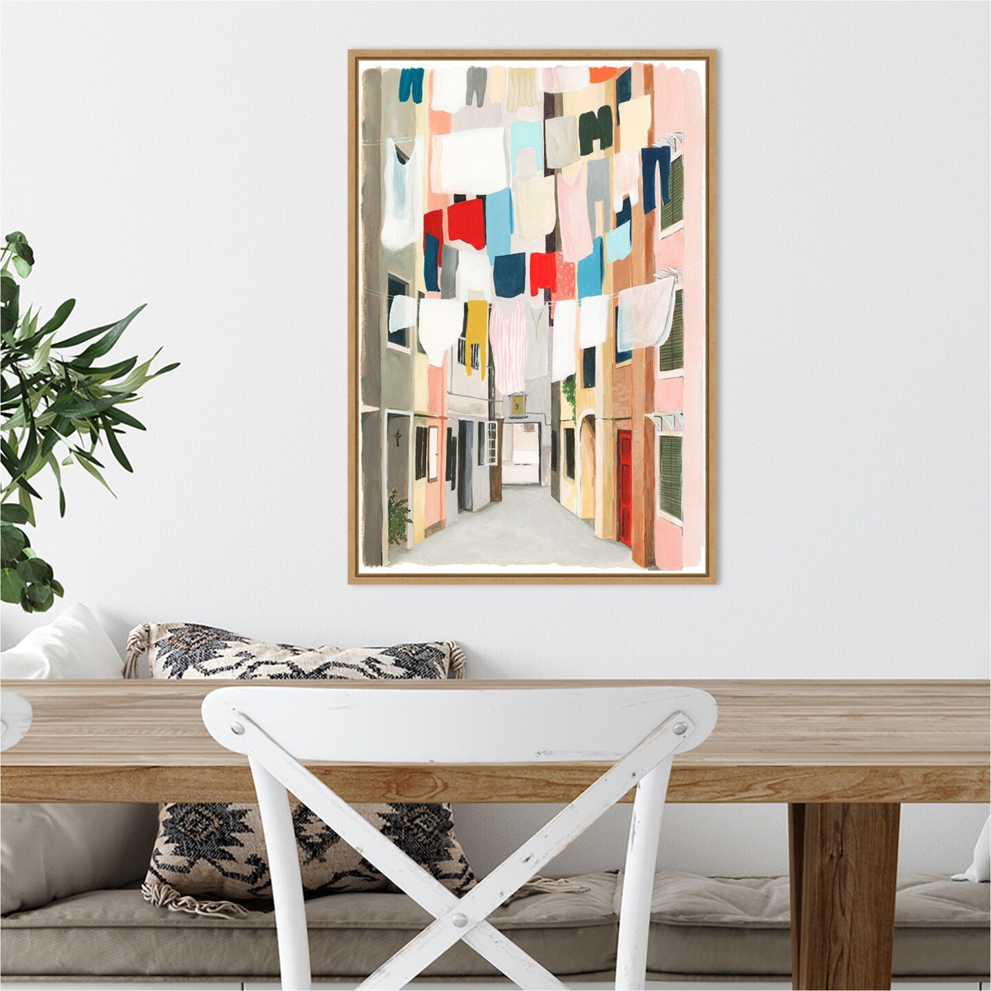 Laundry Day I by Grace Popp 16-in. W x 23-in. H. Canvas Wall Art Print Framed in Natural