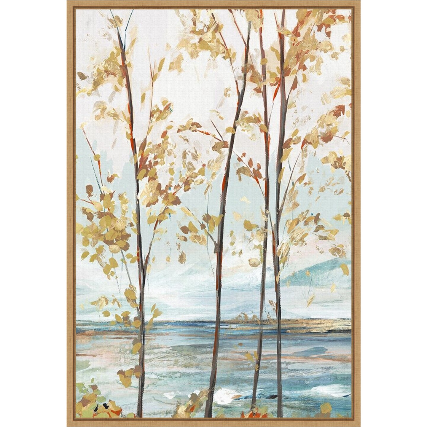 Sage Tree Forest I by Isabelle Z 16-in. W x 23-in. H. Canvas Wall Art Print Framed in Natural