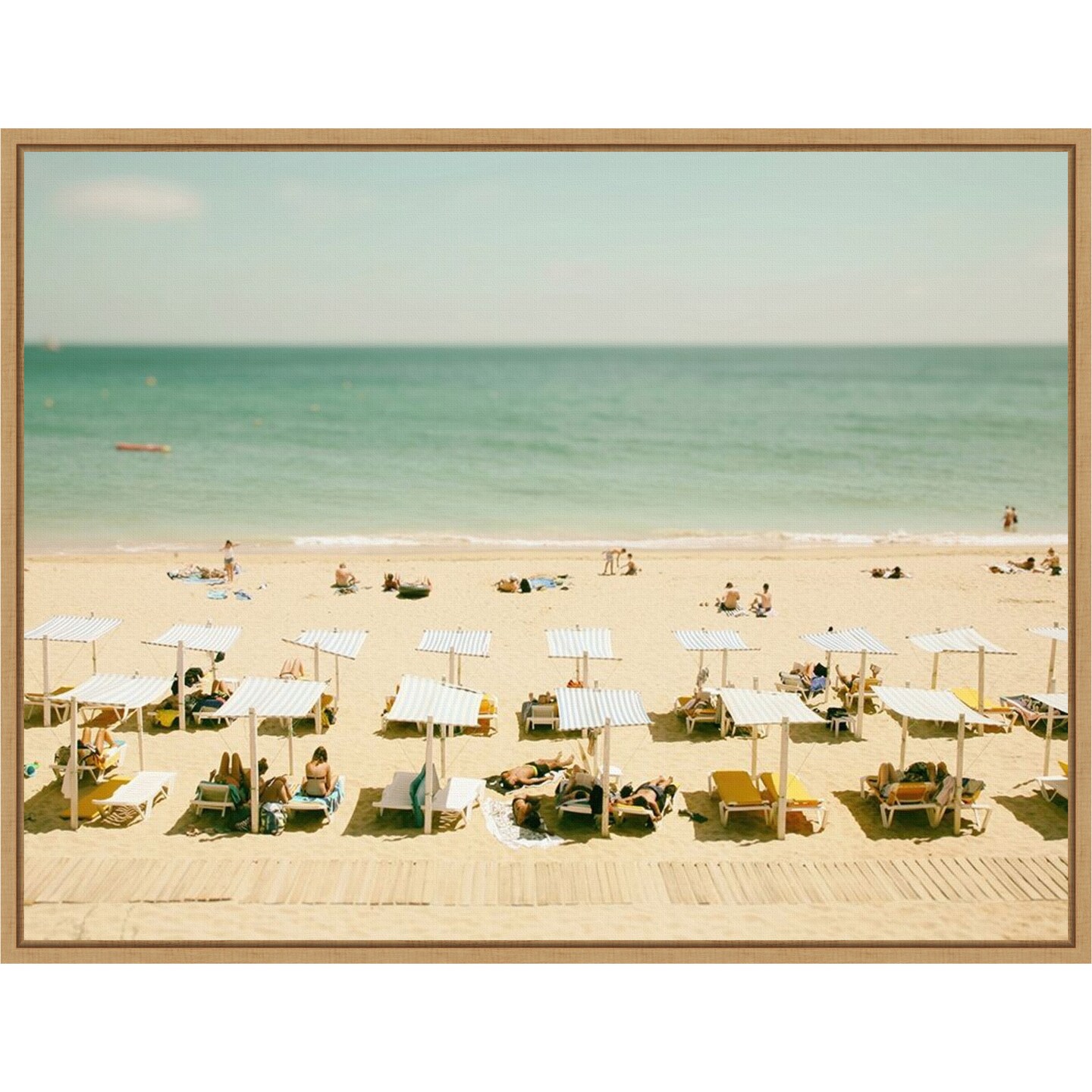 Seaside 3 (Beach) by Carina Okula 24-in. W x 18-in. H. Canvas Wall Art Print Framed in Natural