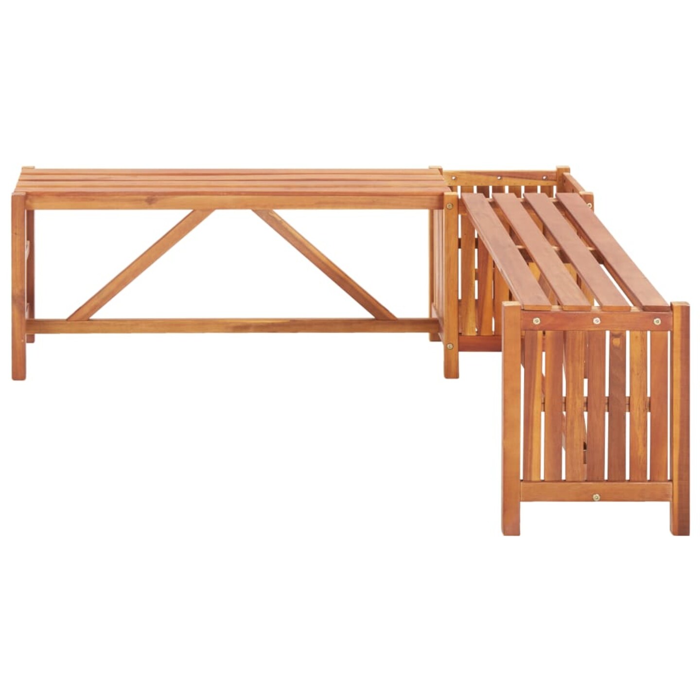 vidaXL Garden Corner Bench with Planter 46"x46"x15.7" Solid Acacia Wood