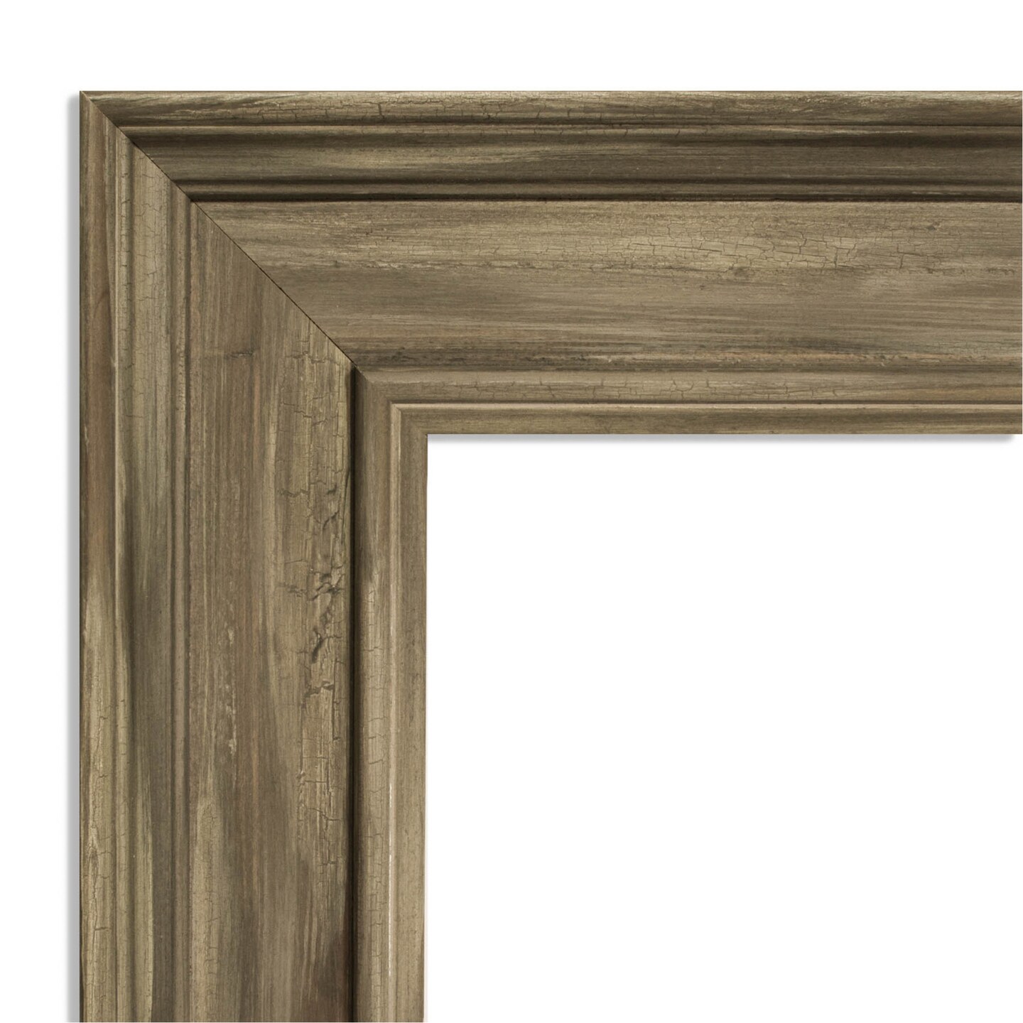 Amanti Art Non-Beveled Wood Wall Mirror, Alexandria Greywash Frame