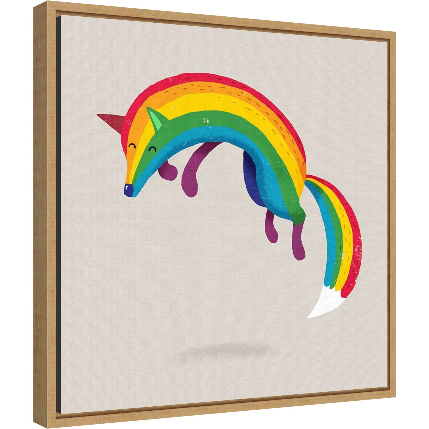 Rainbow Fox by Michael Buxton 16-in. W x 16-in. H. Canvas Wall Art Print Framed in Natural