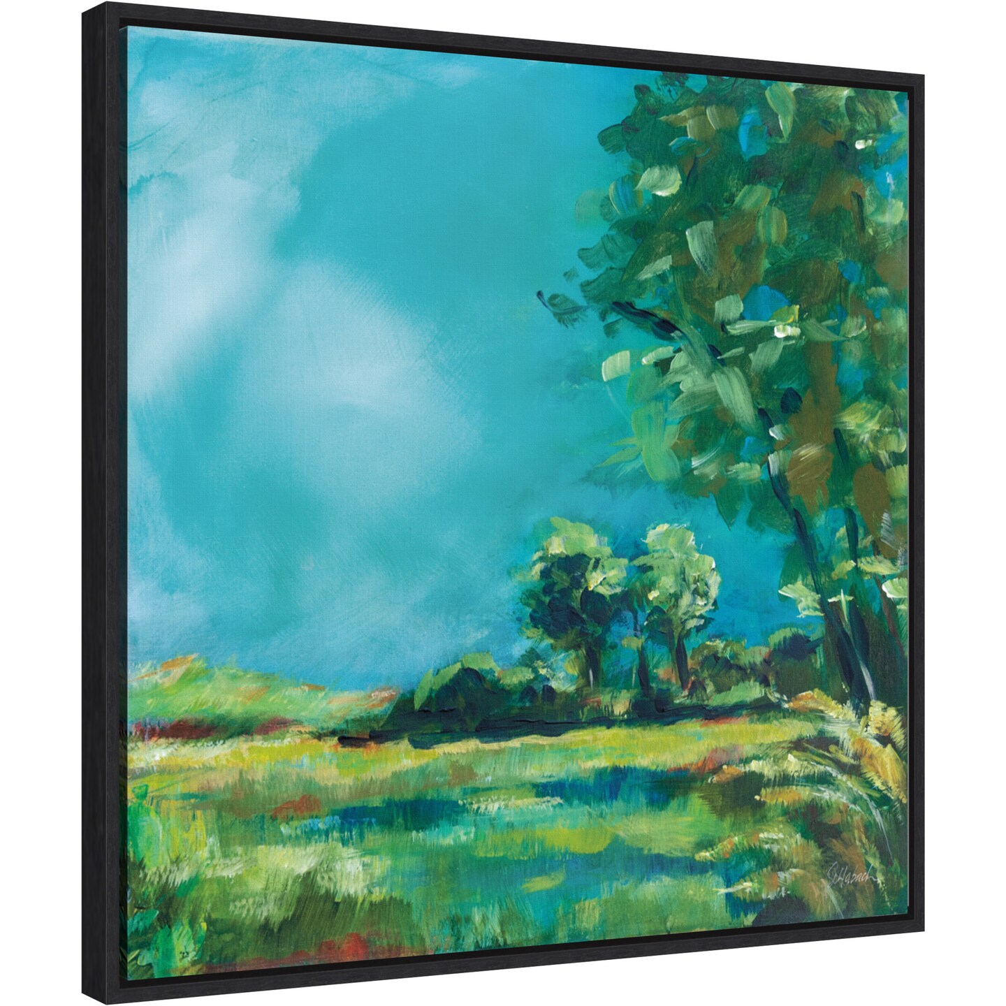 July Meadow by Sue Schlabach 22-in. W x 22-in. H. Canvas Wall Art Print Framed in Black