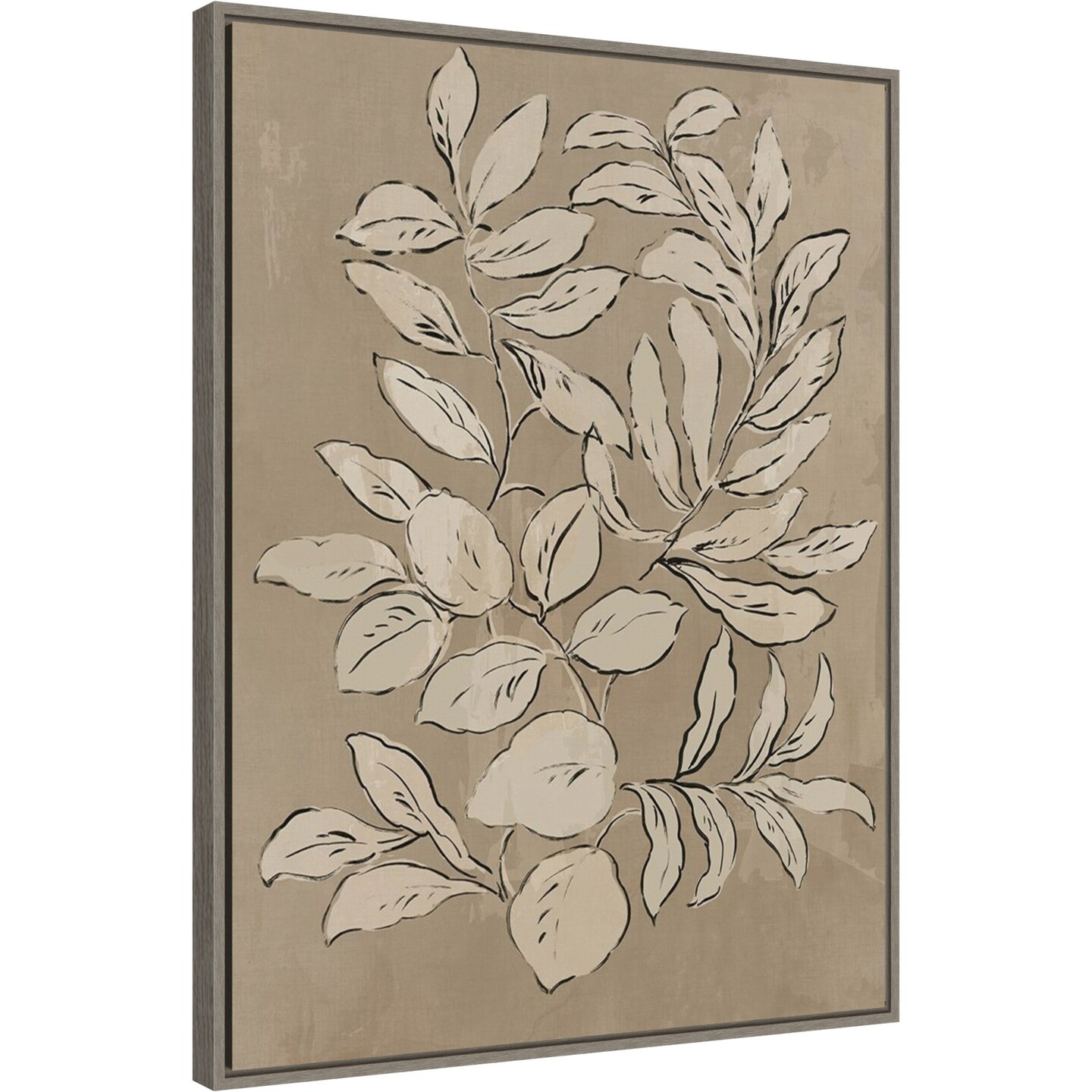 Leaves Sketches II by Asia Jensen 23-in. W x 30-in. H. Canvas Wall Art Print Framed in Grey