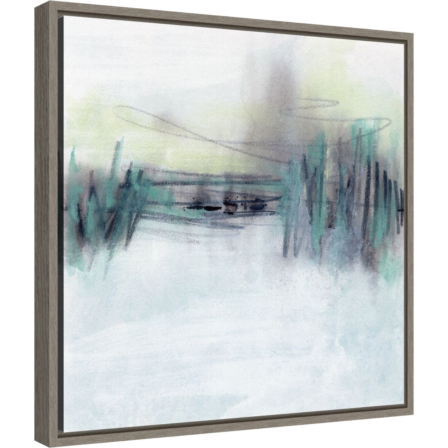 Treeline Borealis II by June Erica Vess 16-in. W x 16-in. H. Canvas Wall Art Print Framed in Grey
