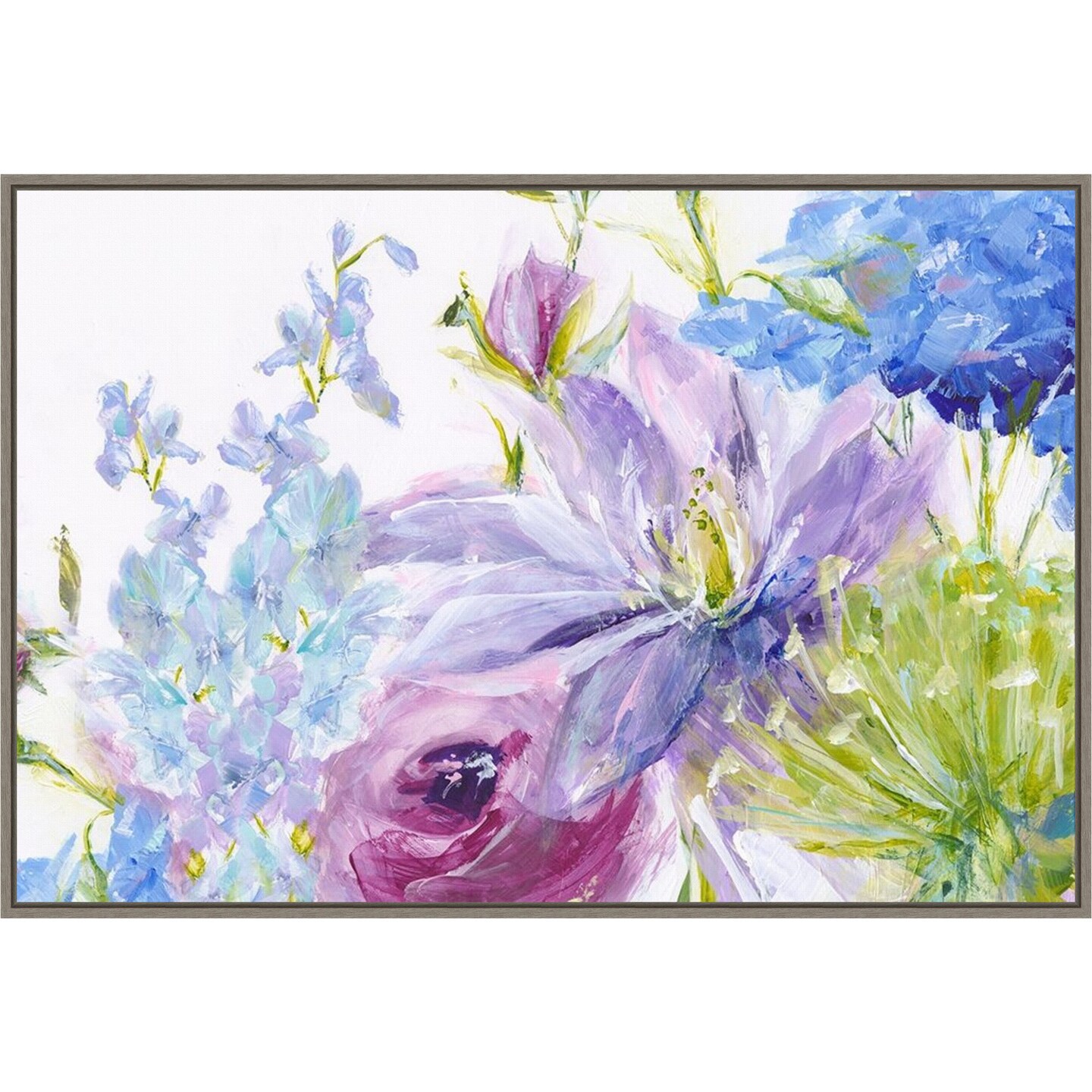 Gathered Garden by Susan Pepe 33-in. W x 23-in. H. Canvas Wall Art Print Framed in Grey