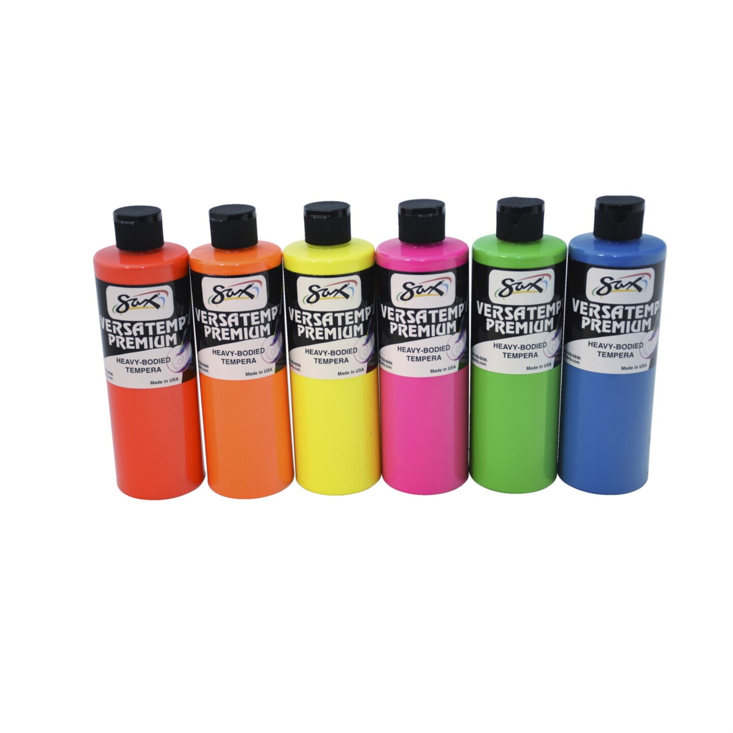 Sax Versatemp Premium Tempera Paints, Assorted Fluorescents Colors