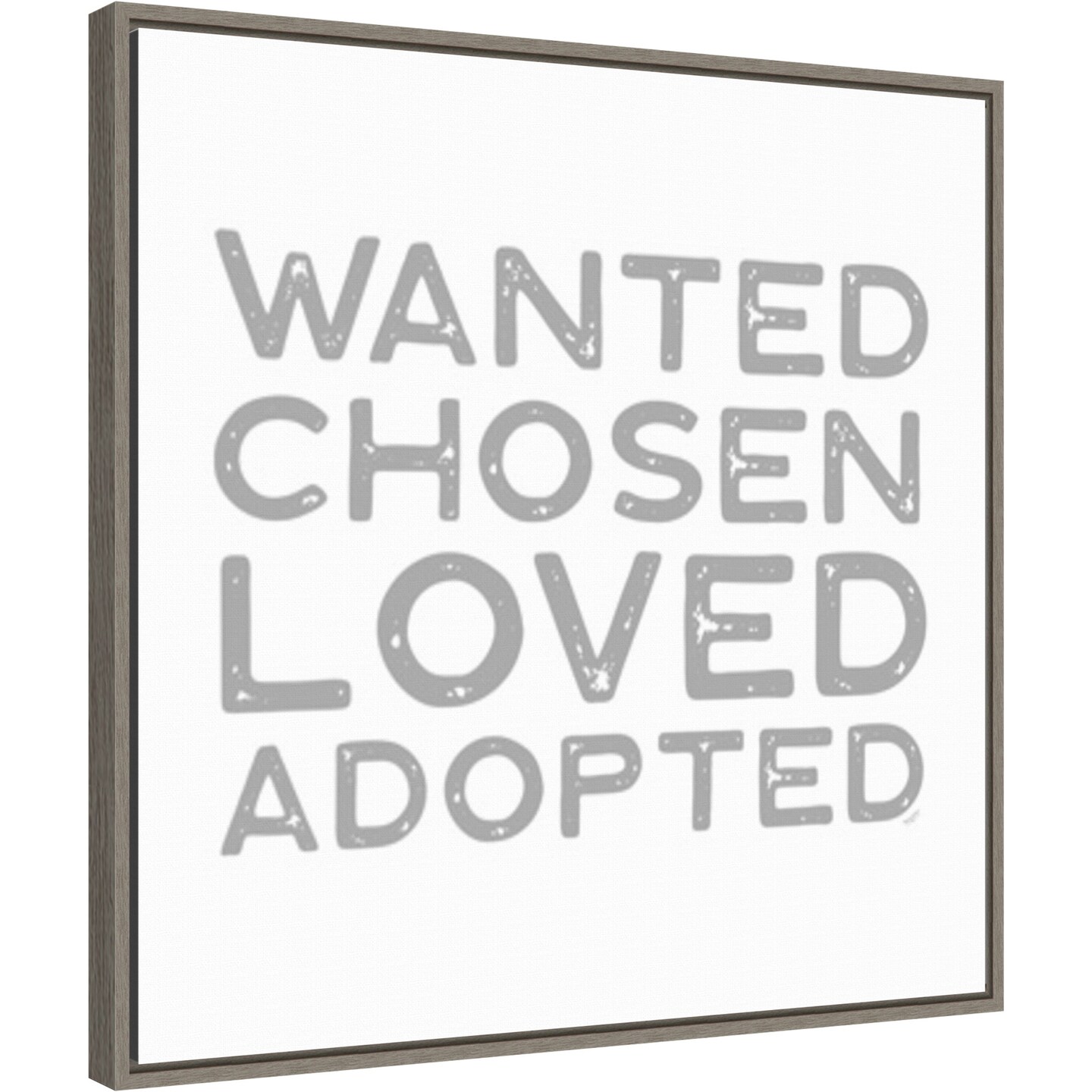 Adoption Sentiments IV Wanted by Tara Reed 22-in. W x 22-in. H. Canvas Wall Art Print Framed in Grey
