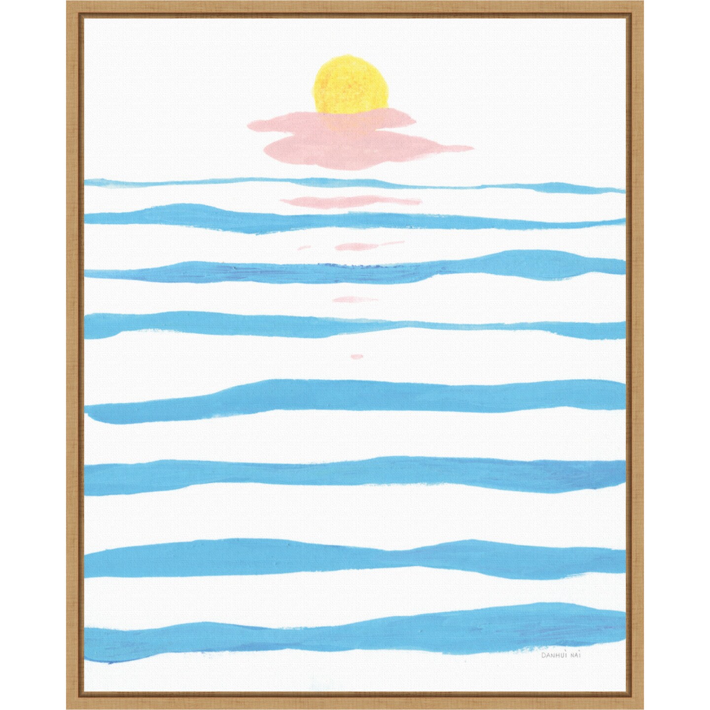 Sunrise Across the Water by Danhui Nai 16-in. W x 20-in. H. Canvas Wall Art Print Framed in Natural