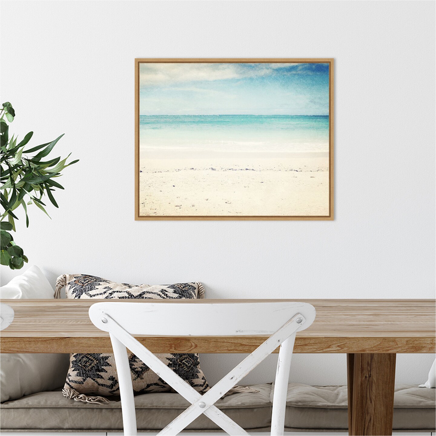 In the Clear (Beach) by Lupen Grainne 20-in. W x 16-in. H. Canvas Wall Art Print Framed in Natural