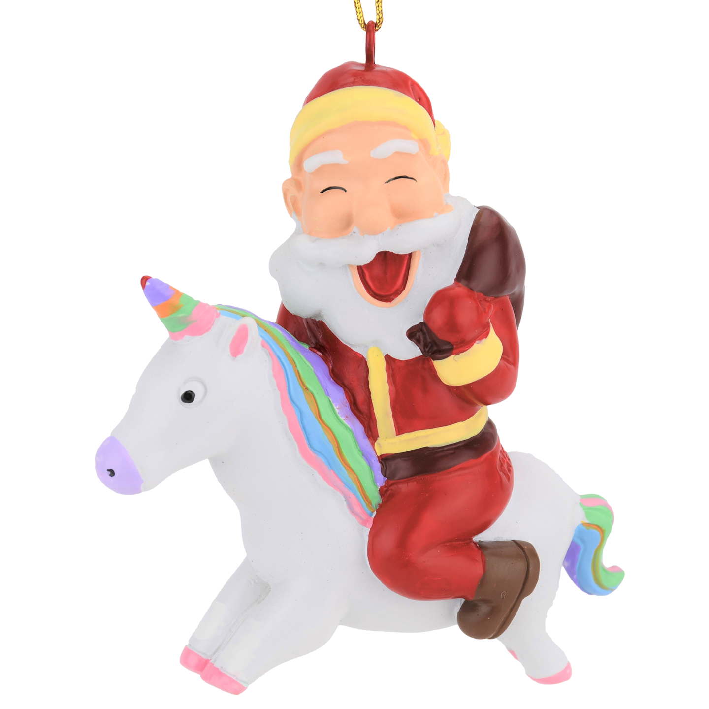 Santa Riding A Unicorn Christmas Ornament