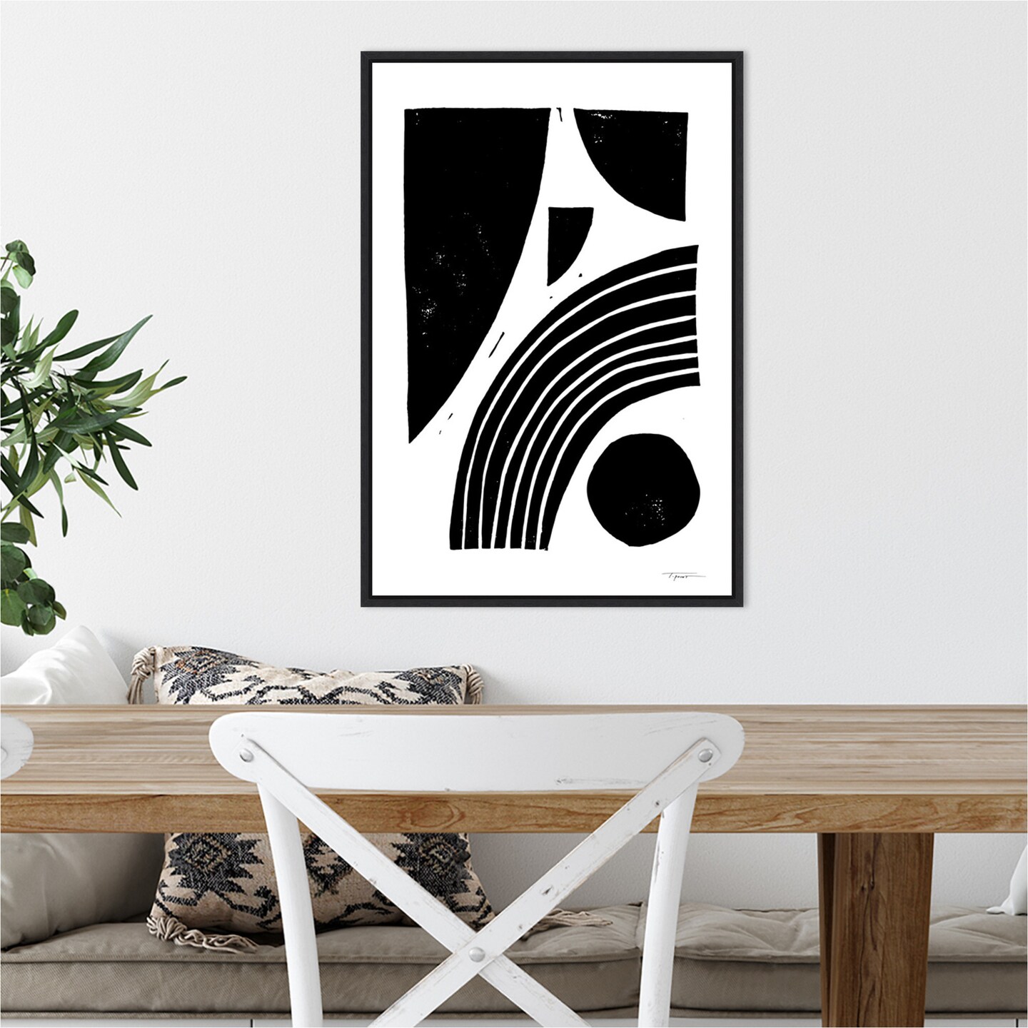 Reflecting Shapes Black by Statement Goods 16-in. W x 23-in. H. Canvas Wall Art Print Framed in Black