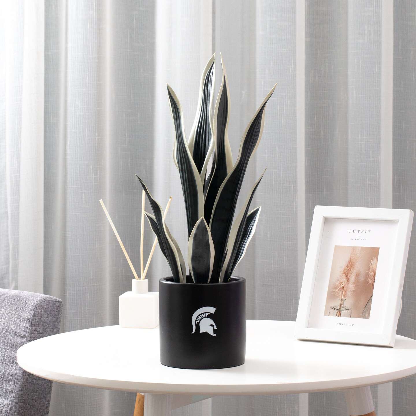 MSU Snake Plant, MSU Faux Snake Plant, MSU Gifts for Men, MSU Gifts for Women, MSU Gifts, Spartan Decorations, MSU Man Cave Decor, Office Accessories for Men, Desk Accessories for Women