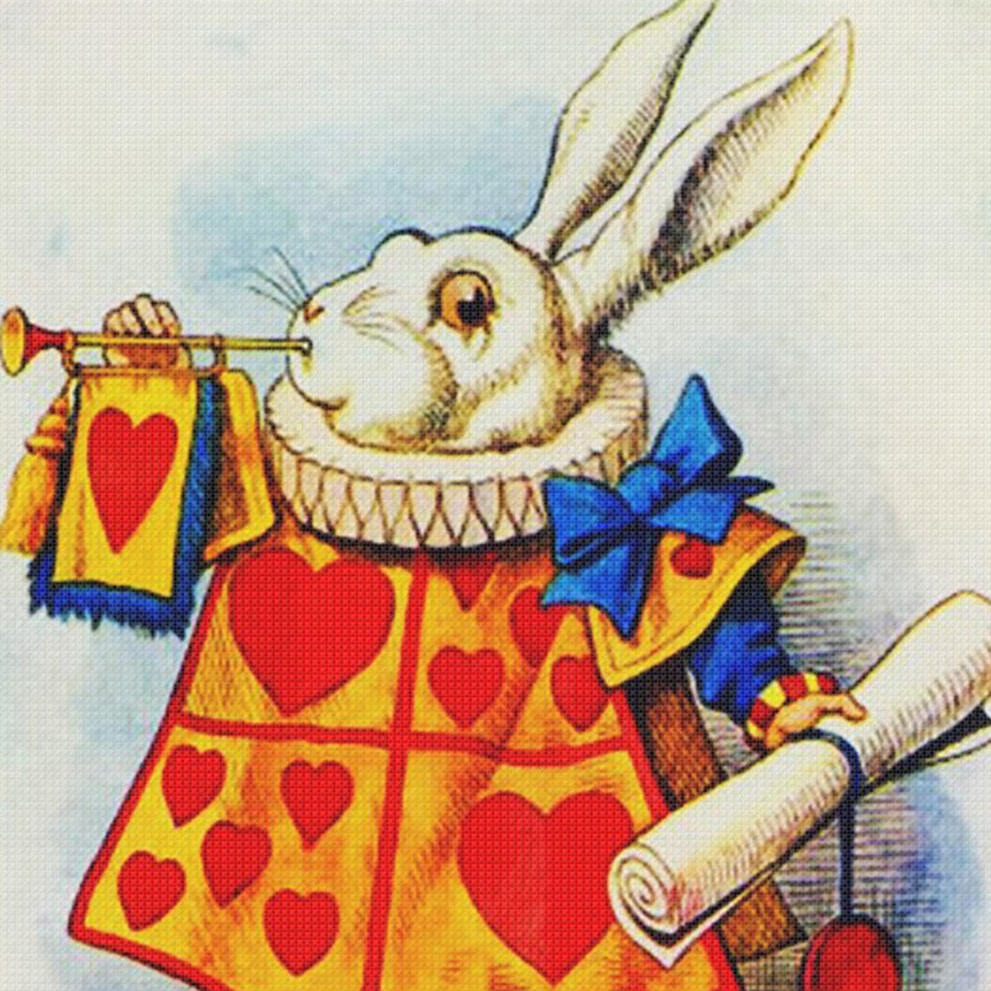 Tenniel&#x27;s The White Rabbit Square Detail from Alice&#x27;s Adventures in Wonderland Counted Cross Stitch Pattern