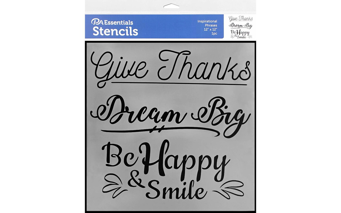PA Ess Stencil 12x12 Inspirational Phrases