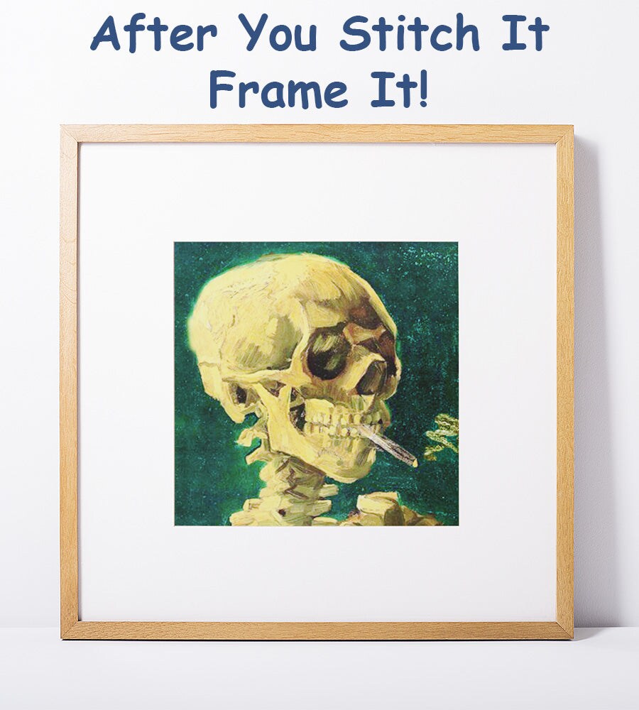 Orenco Originals Vincent Van Gogh Cigarette Smoking Skull Counted Cross Stitch Pattern