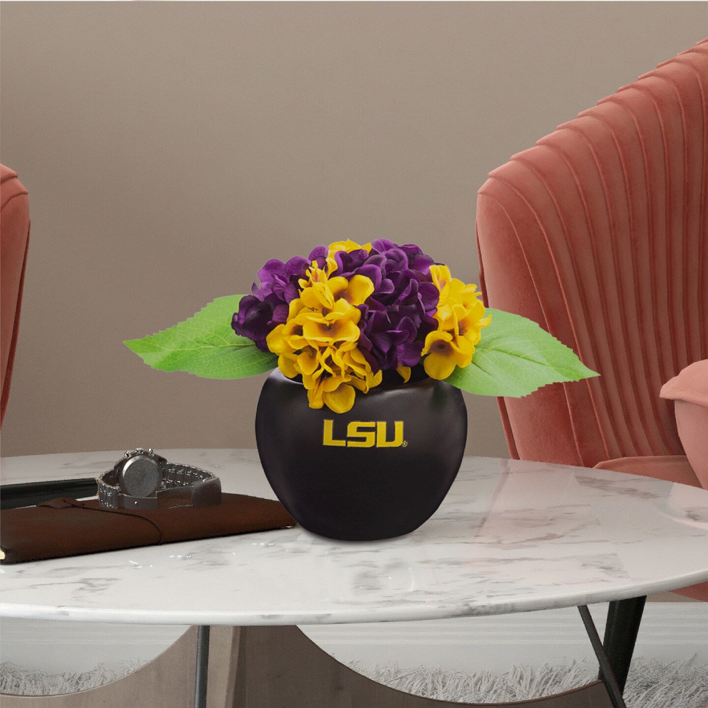 LSU Hydrangea Plant, LSU Faux Hydrangea Plant, LSU Gifts for Men